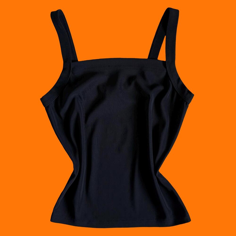 90's vintage black minimalist model off duty bodycon tank top M in charge